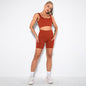 Seamless Thread Solid Color Sports Vest Shorts Set