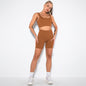 Seamless Thread Solid Color Sports Vest Shorts Set