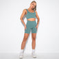 Seamless Thread Solid Color Sports Vest Shorts Set